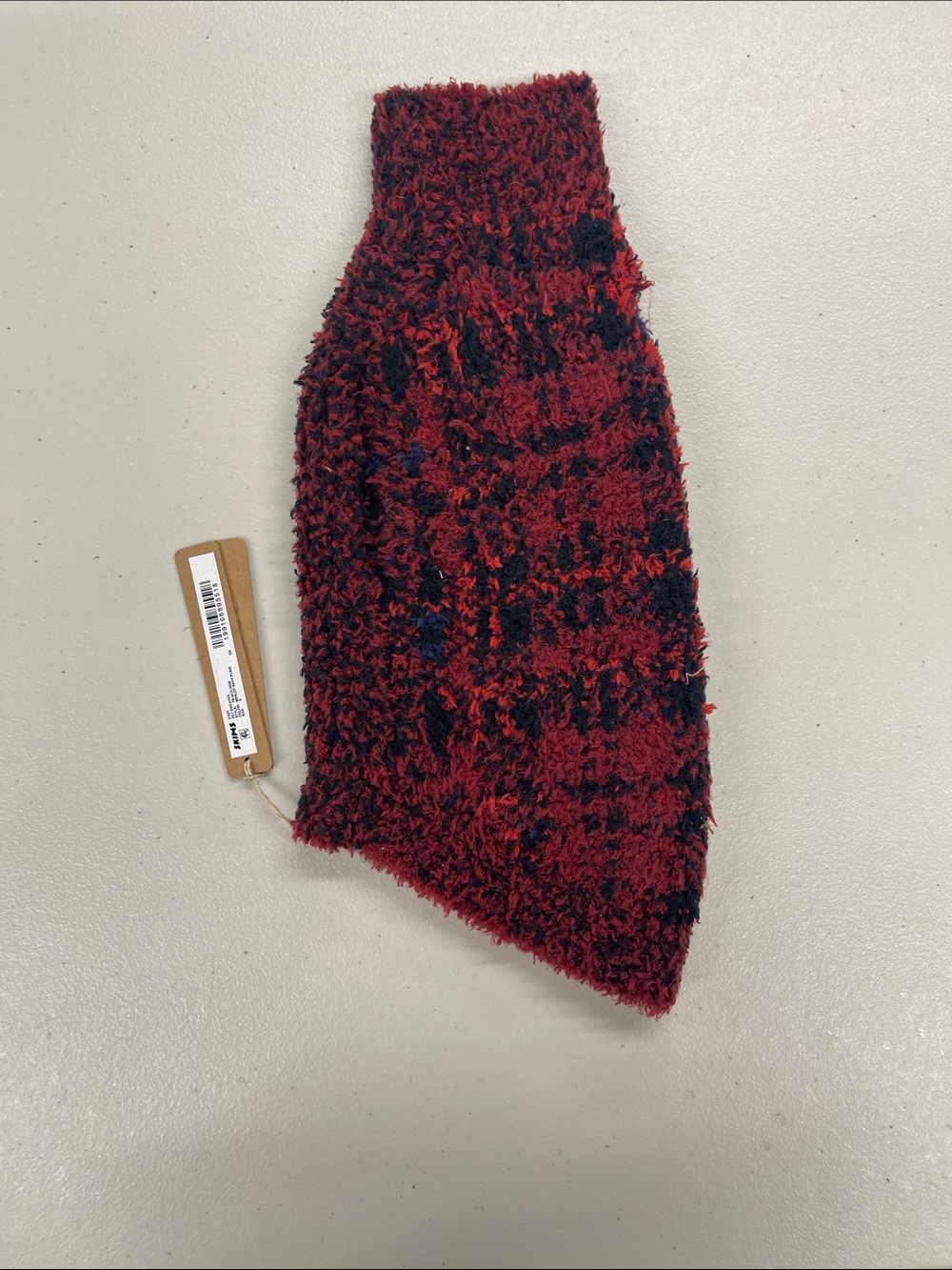SKIMS Red and Black Fuzzy Plaid Dog Sweater size small